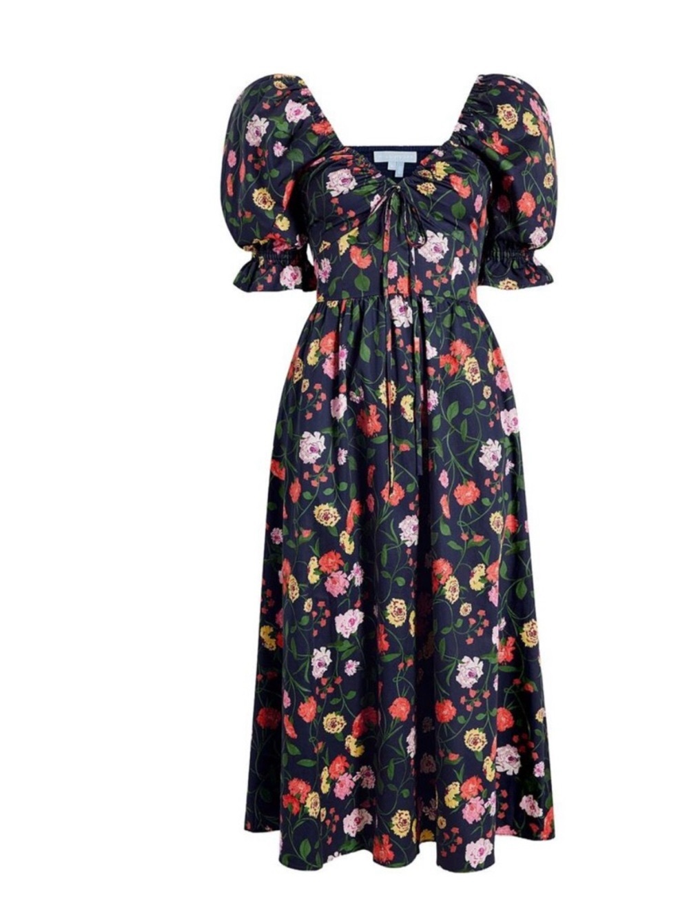NWT Hill House Ophelia Midi Cotton Dress Peony Floral Multi Navy Size XL